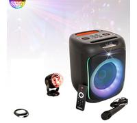 Ibiza CUBE180 - Pack de altavoz independiente Karaoke, luminoso, Bluetooth CUBE180 (180 W, SD USB, 1 micrófono, efecto de luz Astro LED, multicolor