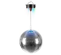 Ibiza - DISCO1-30 - Bola facetada de 30cm de diámetro con base de 18 LED y cadena de 20cm - Funciona con pilas