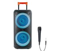 Ibiza ERIS400 Altavoz Bluetooth portátil con batería y LED - 2 woofers iluminados - TWS - USB, MicroSD, AUX - Micrófono con Cable Incluido - Trolley, Ruedas - Ideal para Fiestas y Karaoke