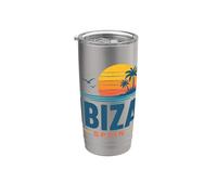 Ibiza España Retro Sunset Vacaciones Vaso térmico de acero inoxidable de doble pared