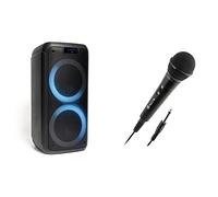 Ibiza FREESOUND400 Altavoz Activo AUTONOMO 400W con Bluetooth, USB, Micro-SD Y + NGS Singer Fire Micrófono Vocal Dinámico, Micrófono con Cable de 3 Metros, Conexión Jack 6,3mm y Botón On/Off