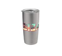 Ibiza Island Beach Retro Palmeras Vintage Vacaciones Vaso térmico de acero inoxidable de doble pared