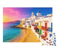 Ibiza Island Puzzles 1000 Piezass Papel Reciclado Coastal Village Adult Jigsaws Desarrolla la Inteligencia de Niños y Niñas Juego Educativo for Family 52x38cm/1000 Piezas