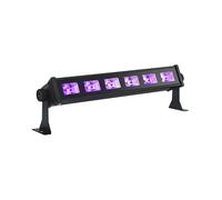 Ibiza - LED-UV-BAR6 - Lámpara UV, efecto fluorescente, efecto luz negra con 6 LEDs de 3W cada uno - Negro - Sobre soporte