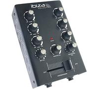 Ibiza - MIX500 - Mezclador compacto de 2 canales con entradas de línea y micro y salidas de auriculares, grabación y RCA - Negro
