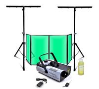 Ibiza - Pack de luz Facade DJ Lycra blanco 1200 x 700 - 2 pies, soportes Mooving Light - Máquina de humo 1200 W - Sono Boda Noche