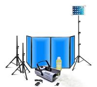 Ibiza - Pack DJ luz frontal 1200 x 700 - Máquina de humo Ibiza LSM1200PRO - Soporte para tablet - 2 patas soportes para altavoces - Sono Party