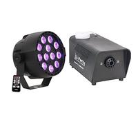 IBIZA PAR-MINI-RGB3 Pack - Foco PAR LED RGB + Máquina humo PARTY-SM400