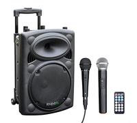 Ibiza - PORT10VHF-BT - Altavoz portátil 10"/500W MAX con 2 micrófonos (con Cable y VHF), Mando a Distancia y Cubierta Protectora - Bluetooth, USB, SD - Duración de la batería de 5 a 7h - Speaker Box