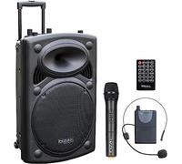 Ibiza Altavoz portátil PORT15UHF-BT 15" 800W Bluetooth UHF 2 micrófonos, mando y funda, TWS, 6-8h