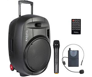 Ibiza - PORT15UHF-MKII-TWS - Altavoz portátil 15"/800W MAX con 2 micrófonos (UHF), Mando a Distancia y Funda Protectora - Bluetooth, USB, SD & TWS - 6 a 8h de autonomía