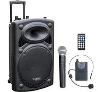 Ibiza - PORT15VHF-BT - Altavoz portátil 15"/800W MAX con 2 micrófonos (VHF), Mando a Distancia y Funda Protectora - Bluetooth, USB, SD - 6 a 8h de autonomía - Speaker Box