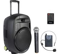 Ibiza - PORT15VHF-MKII-TWS - Altavoz portátil 15"/800W MAX con 2 micrófonos (VHF), Mando a Distancia y Funda Protectora - Bluetooth, USB, SD & TWS - 6 a 8h de autonomía