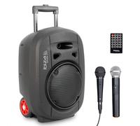 Ibiza - PORT8UHF-MKII-TWS - Altavoz portátil de 8"/400 W MAX con 1 micrófono con Cable y 1 micrófono UHF, Mando a Distancia y maletín de Transporte - Bluetooth, USB, SD y TWS - 6-8 Horas de autonomía