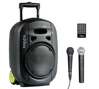 Ibiza - PORT8VHF-MKII-TWS - Altavoz portátil 8"/400W MAX con 1 micrófono con cable y 1 micrófono VHF, mando a distancia y bolsa de accesorios - Bluetooth, USB, SD y TWS - 6-8 horas de autonomía