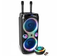 Ibiza Sound - Pack Karaoke Altavoz 1000 W Columba-Karaoke USB Bluetooth TWS - 2 micrófonos inalámbricos - Altavoz luminoso Nebula Fiesta