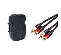 Ibiza XTK10ABafles de Sonido con Abs Activo, 10" / 300W, Negro + AmazonBasicsCable de Audio RCA (2 machos a 2 machos), 2,4 Metros