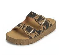 Ibiza's | Sandalias Mujer Modernas Animal Print | Plataforma de Corcho con Hebilla Ajustable Verano | Plantilla Anatómica Efecto Memoria | Piel Auténtica Made in Spain (Talla, 41)