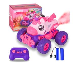 iBlivers Coche Teledirigido Unicornio para Niños, Monster Truck Teledirigidos Juguete de Unicornio, Coche RC Unicornio con Luz LED en Aerosol, Juguete Regalo Unicornios para niñas y Chicos