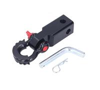 IBNA Bloque Grillete Receptor Grillete 2" Doble Agujero Recubrimiento En Polvo Bloque Receptor Enganche Incluye Pasador Enganche D-Ring para SUV(Negro)