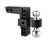 IBNA Enganche Remolque Ajustable 6 Pulgadas Rise Drop Heavy Duty Hitch 2 Y 2-5/16" Enganche Almacenamiento Doble Bola Remolque para Receptor 2"(Negro)