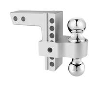 IBNA Enganche Remolque Ajustable 6 Pulgadas Rise Drop Heavy Duty Hitch 2 Y 2-5/16" Enganche Almacenamiento Doble Bola Remolque para Receptor 2"(Plata)