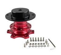 IBNA Volante de Carreras Kit De Buje De Liberación Rápida para Volante Universal De 6 Orificios(Rojo)