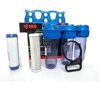 IBO Filtro de agua prefiltro de 3 niveles 1 pulgada 8 bar | 3 cartuchos de filtro de agua | filtro de sedimentos | para agua doméstica | suministro de agua de pozo | caudal 4000 l/h | con ventilación