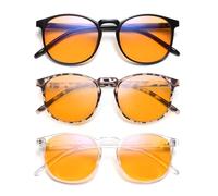 IBOANN Elegantes y cómodas gafas de luz azul para mujer, paquete de 3 marcos redondos, estilo listo para pantalla con revestimiento de protección UV