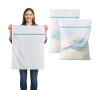 IBOPUXIU Bolsa Lavadora, Bolsa Ropa Sucia XXL 60x80 cm - Juego de 2 Piezas con Cremallera Metálica, Bolsa de Lavandería Reutilizable para Ropa Delicada, Abrigos, Cortinas y Viajes