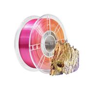 iBOSS Filamento PLA + de seda tricolor de 1,75 mm, filamento PLA Plus para impresora 3D +/-0,02 mm, 1 kg/bobina, acabado de alto brillo, seda roja, oro y morado