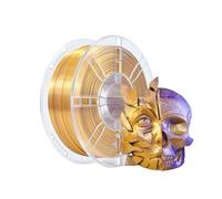 iBOSS Filamento PLA para impresora 3D, filamento PLA de 1,75 mm, filamento de seda bicolor, coextrusión brillante, impresión 3D, filamento de 1 kg (2,2 lbs), bicolor dorado y morado