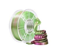 iBOSS Filamento PLA Plus para impresora 3D, filamento PLA + de 1,75 mm, filamento de seda bicolor, coextrusión brillante, filamento de impresión 3D de 1 kg, bicolor rojo y verde
