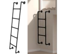IBOWZ Escalera para Pozo de Ventana, Litera de 4 a 10 escalones, Negra | Ventana metálica Resistente, Montaje en Pared, Acceso al ático, Entrada de 1,2 a 2,4 m