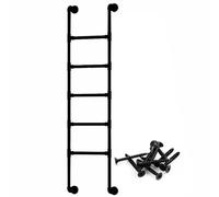 IBOWZ Escalera para Pozo de Ventana, Litera de ático de 4 a 8 pies con Pozo de sótano de 4 a 8 peldaños, de Metal Forjado Negro, montada en la Pared Home Easy