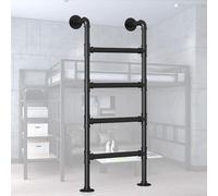 IBOWZ Escalera para Pozo de Ventana, Litera Negra de 4 a 8 escalones, Salida de tubería forjada, sótano, escalón metálico, Dormitorio, ático, casa rodante de 45 a 70 Pulgadas