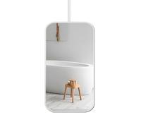 IBOWZ Espejo de baño Rectangular Blanco con Marco de Metal - Diseño de tocador suspendido del Techo, Montaje en Pared, Brazo Flotante