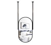 IBOWZ Espejo Moderno Negro de Techo con Brazos de Pared - Gran Espejo Decorativo suspendido con Doble Barra Flotante para Dormitorio, Marco de Metal.
