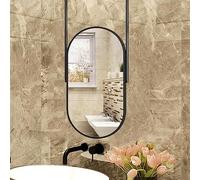 IBOWZ Espejos ovalados Negros Modernos con Marco de Metal HD, para Pared, Techo, Decorativos, suspendidos, con Brazos Dobles, para tocador, baño y Dormitorio.