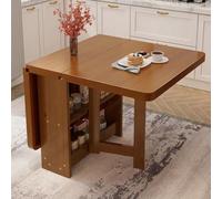 IBOWZ Juego de Comedor Mesa, Mesa de Comedor Plegable de Madera con Hojas abatibles para Cocina con Estante de Almacenamiento de Doble Capa en 3 Formas