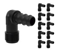 IBRIQO® Conector Codo 90º con Rosca Macho 1/2 - Manguera 16mm | Pack 10 uds | Riego por Goteo, Jardín, Plantas, Terraza, Aspersores, Nebulizadores, Difusores