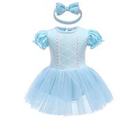 IBTOM CASTLE Bebé Niña Princesa Vestir Romper+ Diadema Trajes de Halloween Navidad Cosplay Vestidos de Fiesta de Cumpleaños Disfraz Frozen Blancanieves Anna Elsa Vestidos Azul-Elsa 1 9-12 Meses