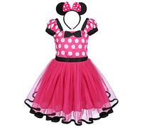 IBTOM CASTLE Bebé Niña Vestidos de Princesa Tutú Disfraces Infantil con Diadema Traje de Fiesta Carnaval Bautizo Tutú Ballet Lunares Fantasía Rosa+Negro 4-5 Años