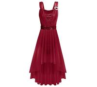 IBTOM CASTLE Vestido de Danza Ballet Mujer Broche de Lentejuelas Maillot Patinaje Artistico Ballet Lírica Contempornánea Praise Danza Vestido de Fiesta Cola de Golondrina Maillot de Danza Rojo x-s