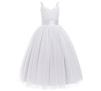 IBTOM CASTLE Vestido floral para niñas, vestido de fiesta con tirantes delgados, vestido de baile de princesa