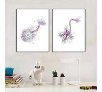 IBUKHSDGYIFH Sistema neuronal Impresiones artísticas en lienzo Regalo científico Acuarela abstracta Neurona Anatomía Pintura Cuadros de la pared Clínica Decoración del hospital sin marco-40x50cmx2