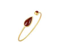 Ibuprofen Pulsera Retro Brazalete S925 Plata Esterlina Chapado en Oro con Incrustaciones de Ágata Roja Zorro Hoja de Ginkgo Gota de Agua Elegante Brazalete Femenino AjustableGotitas de agua