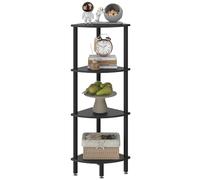 IBUYKE 4 Tier Corner Shelf Stand,Industrial Corner Display Rack,Corner Bookshelf for Living Room, Bedroom, Kitchen, Home Office, Black WBC014B
