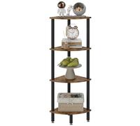IBUYKE 4 Tier Corner Shelf Stand,Industrial Corner Display Rack,Corner Bookshelf for Living Room, Bedroom, Kitchen, Home Office, Brown WBC014H