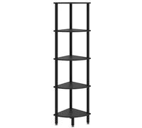 IBUYKE 5 Tier Corner Shelf Stand,Industrial Corner Display Rack,Corner Bookshelf for Living Room, Bedroom, Kitchen, Home Office, Black WBC010B